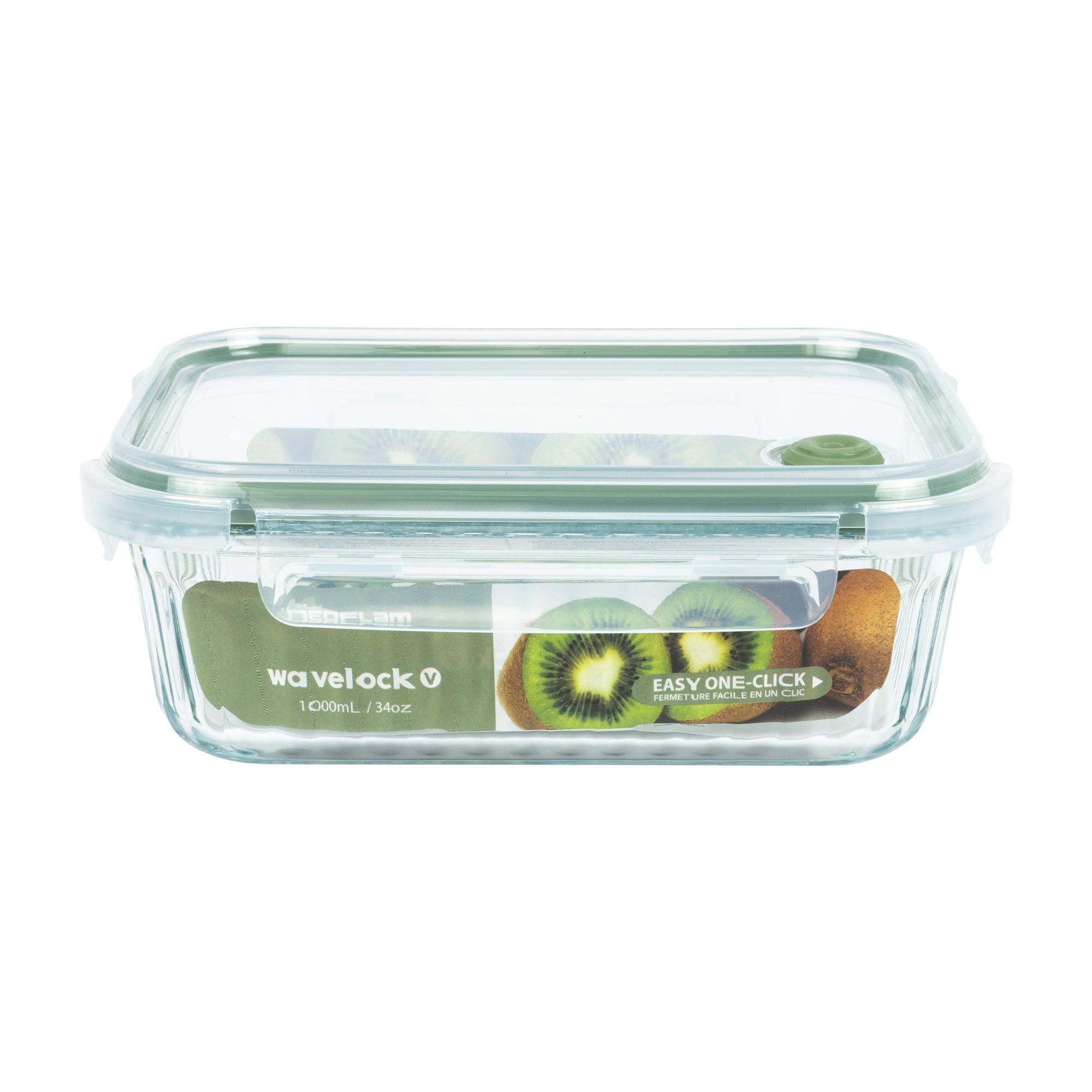 Wavy Glass Rectangle Food Storage, Dark Green - Vent