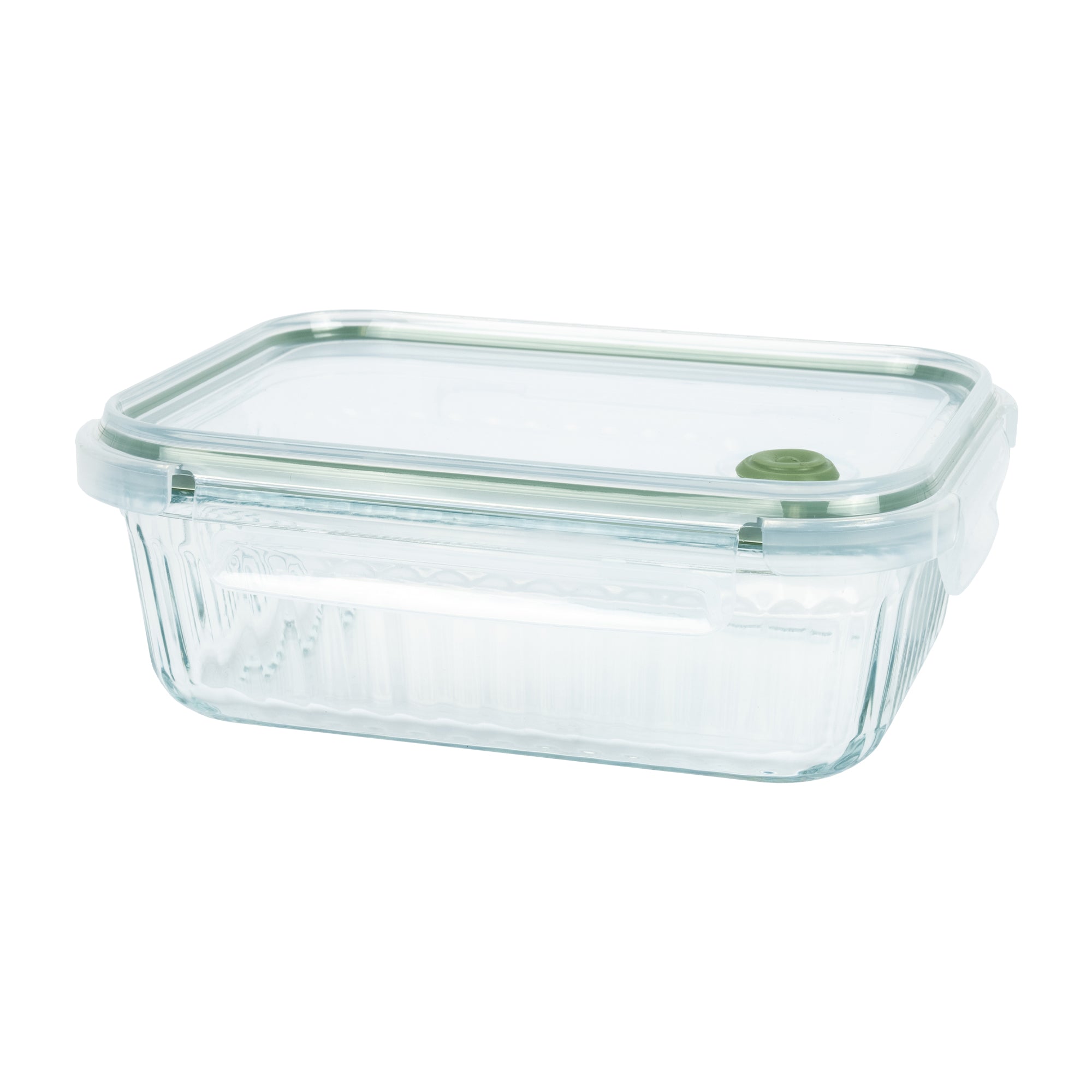 Wavy Glass Rectangle Food Storage, Dark Green - Vent