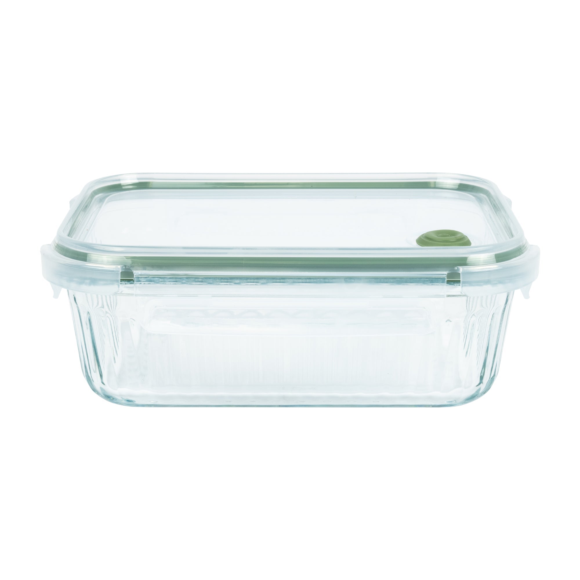 Wavy Glass Rectangle Food Storage, Dark Green - Vent
