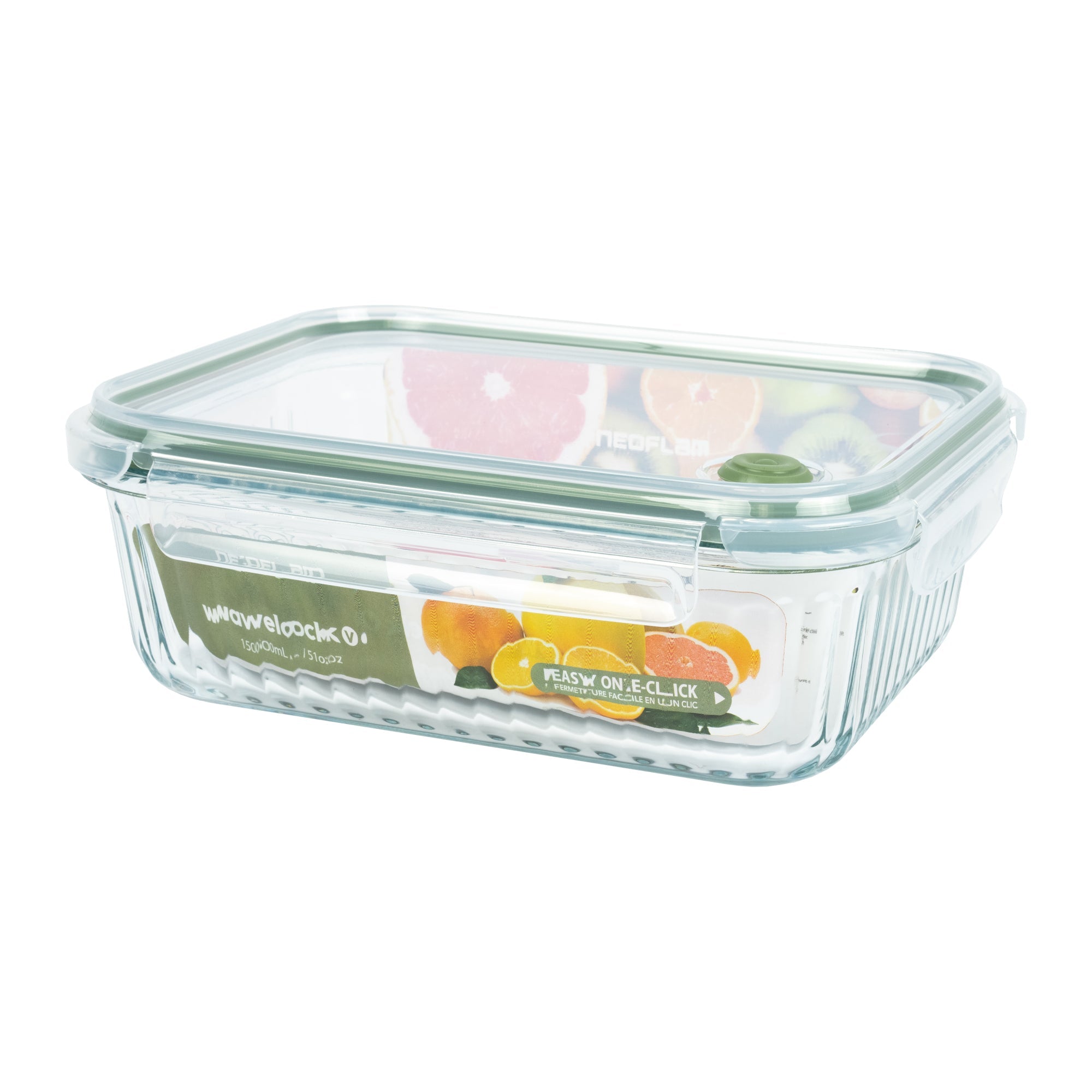 Wavy Glass Rectangle Food Storage, Dark Green - Vent