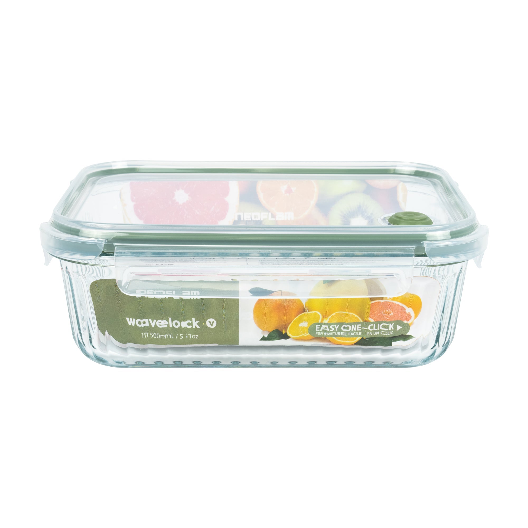 Wavy Glass Rectangle Food Storage, Dark Green - Vent