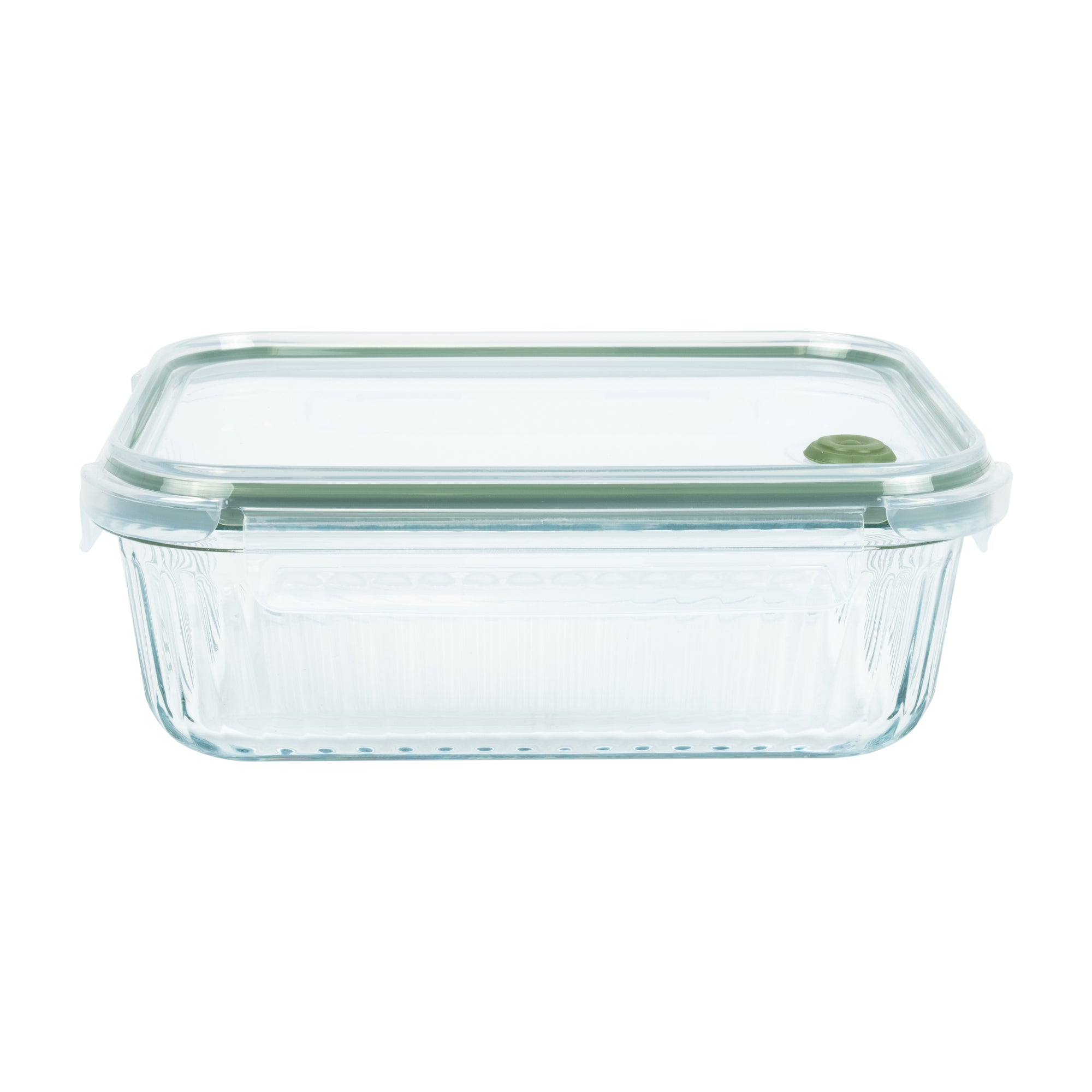 Wavy Glass Rectangle Food Storage, Dark Green - Vent