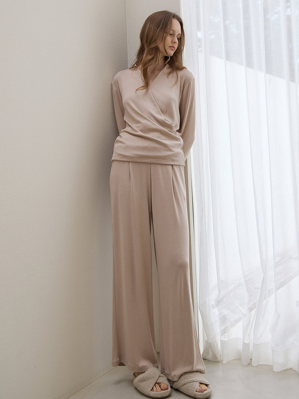 Cozy Wrap Set - Beige & Black