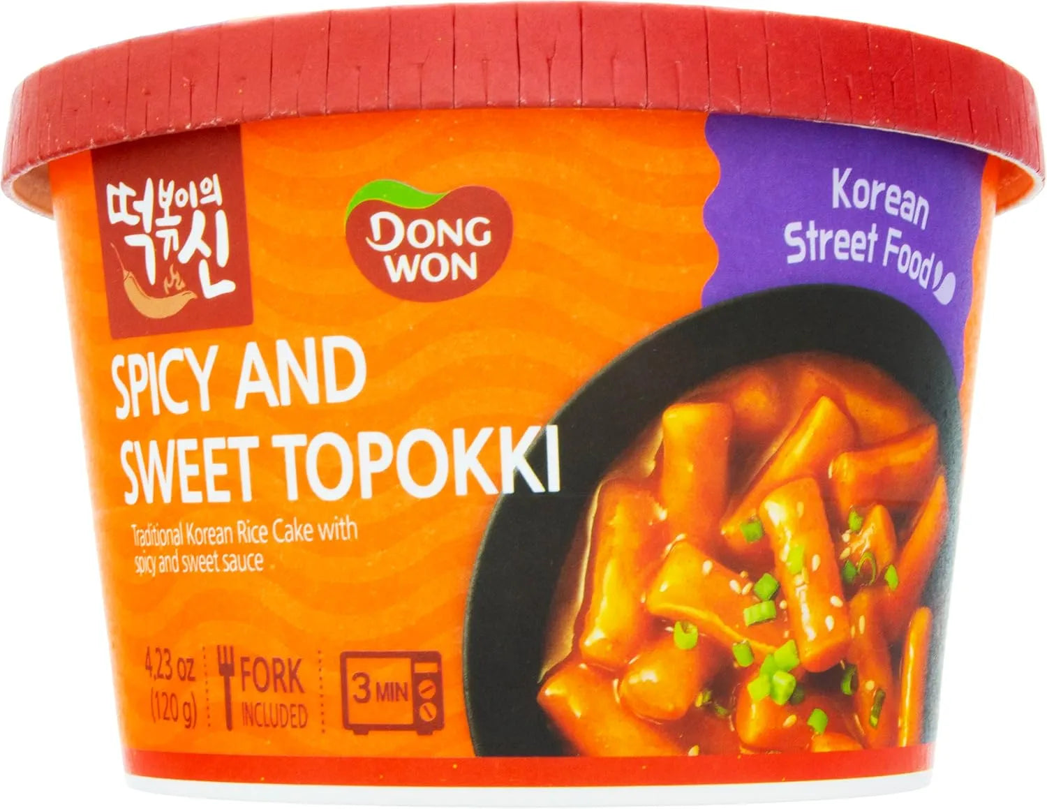 Dong Won Sweet & Spicy Sauce Tokbokki In Cup, 4.23 Ounces (Pack Of 3)