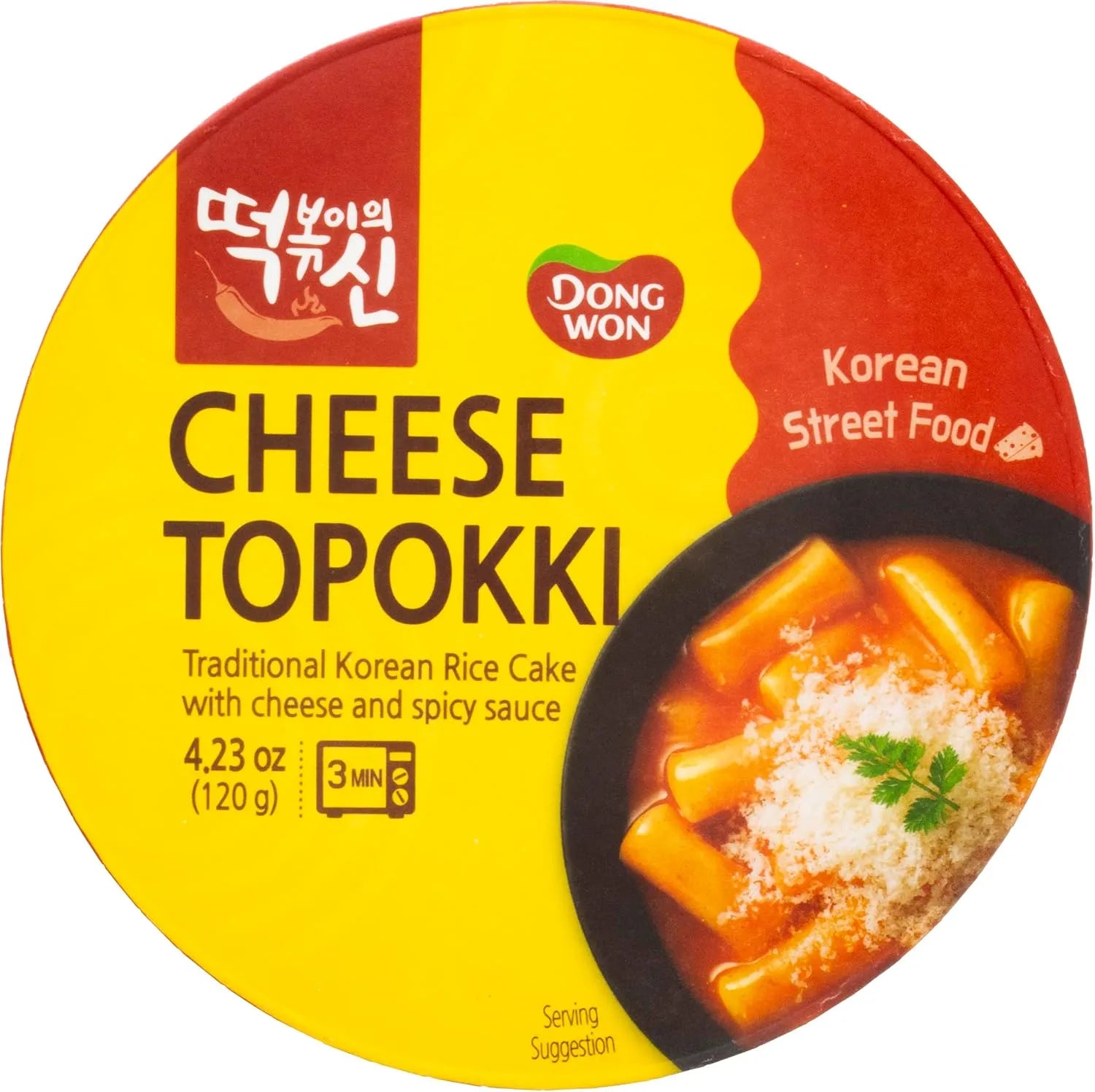 Dong Won Spicy Cheese Topokki Cup, Traditional Korean Rice Cake, 4.23 Ounce (Pack Of 3)