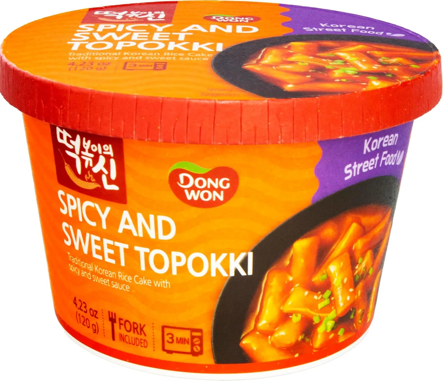 Dong Won Sweet & Spicy Sauce Tokbokki In Cup, 4.23 Ounces (Pack Of 3)