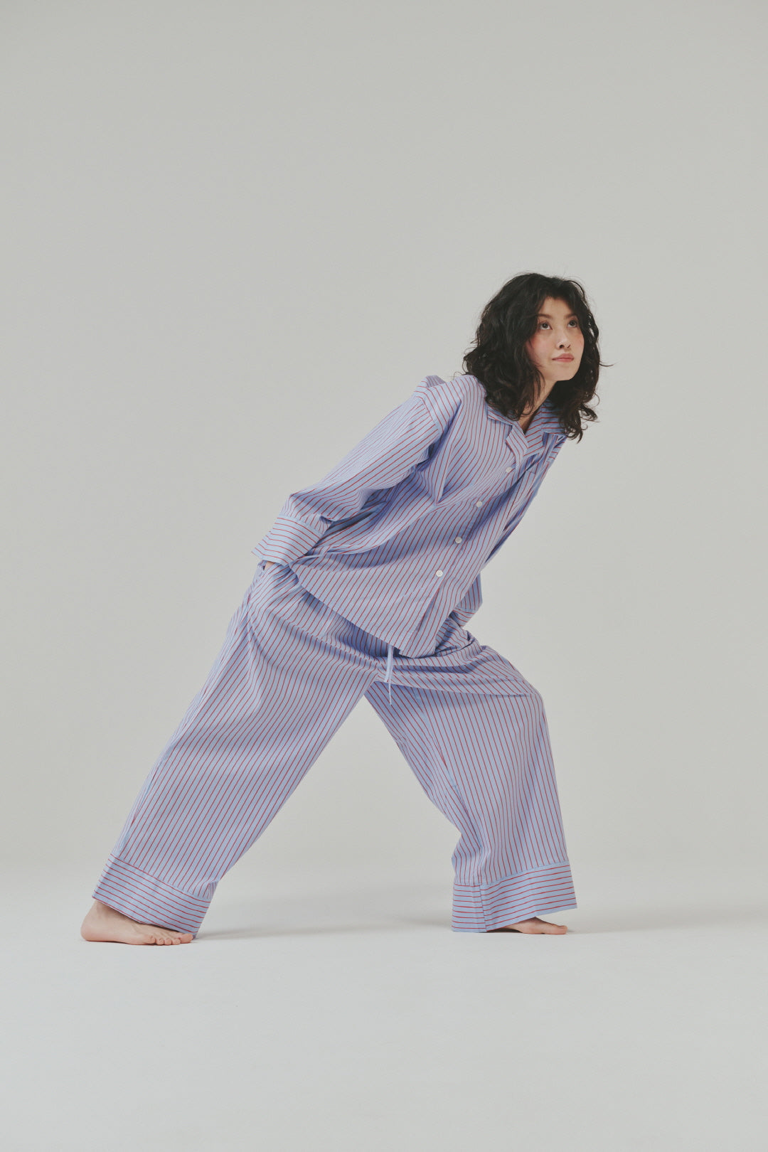 Dormitory Empty Stripe Pajamas - Red Blue