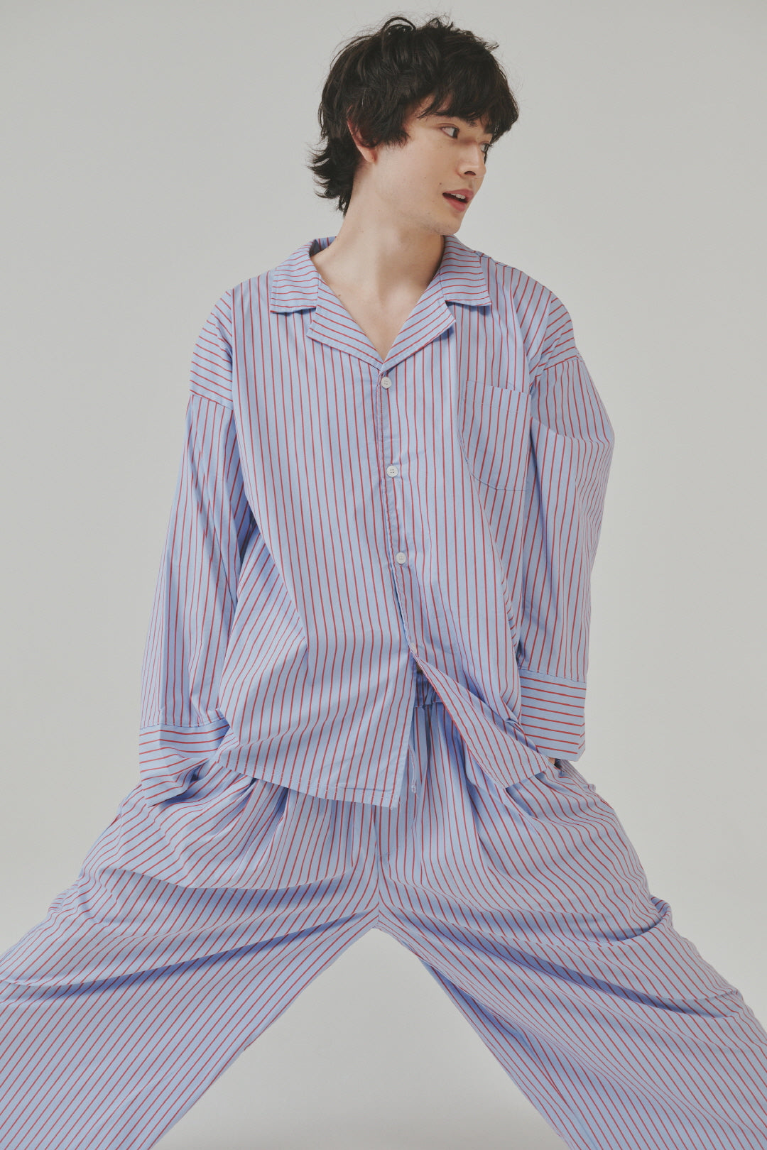 Dormitory Empty Stripe Pajamas - Red Blue