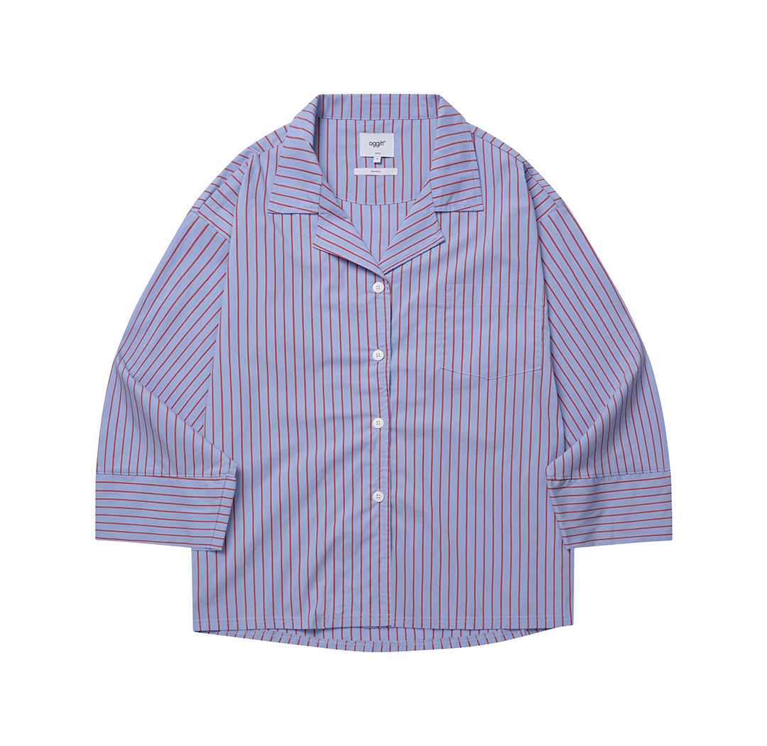 Dormitory Empty Stripe Pajamas - Red Blue