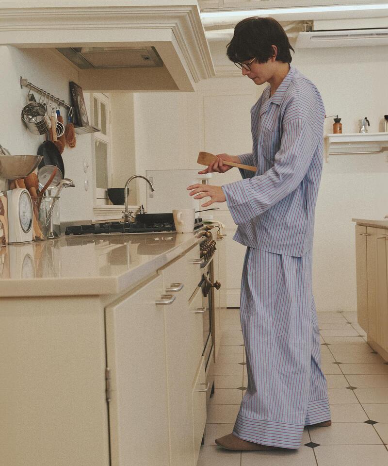 Dormitory Empty Stripe Pajamas - Red Blue