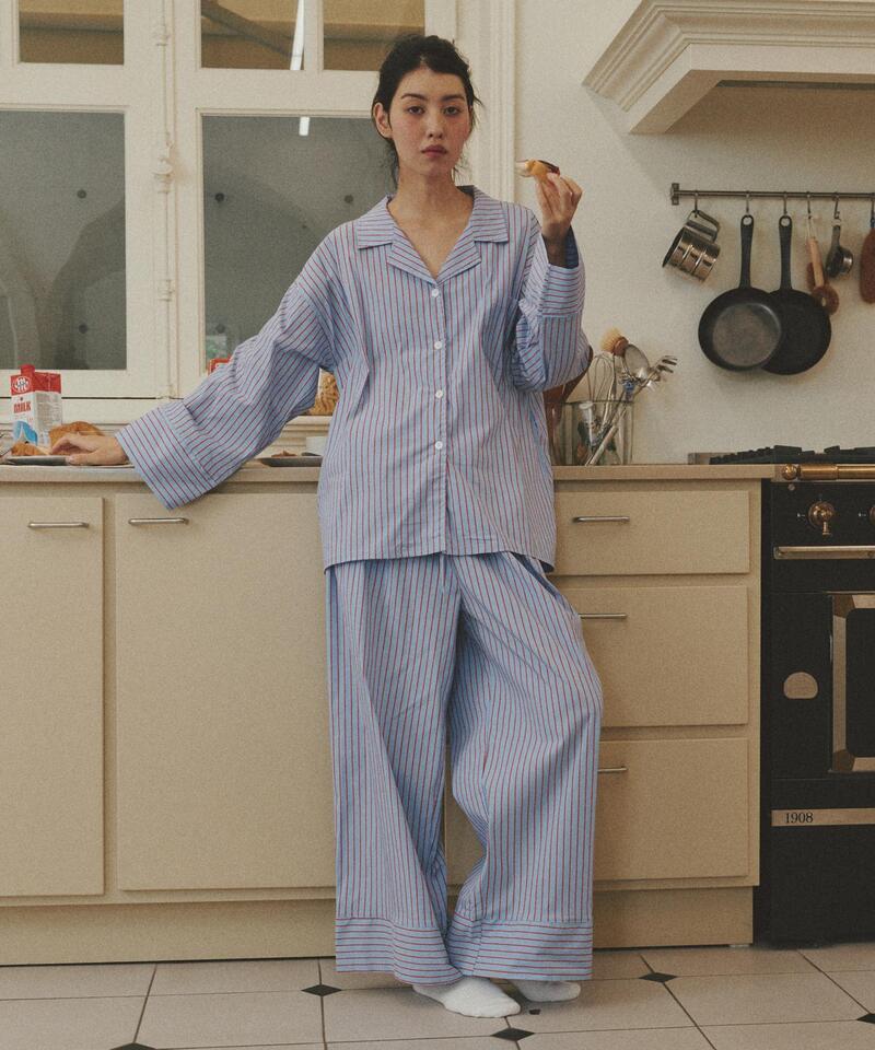 Dormitory Empty Stripe Pajamas - Red Blue