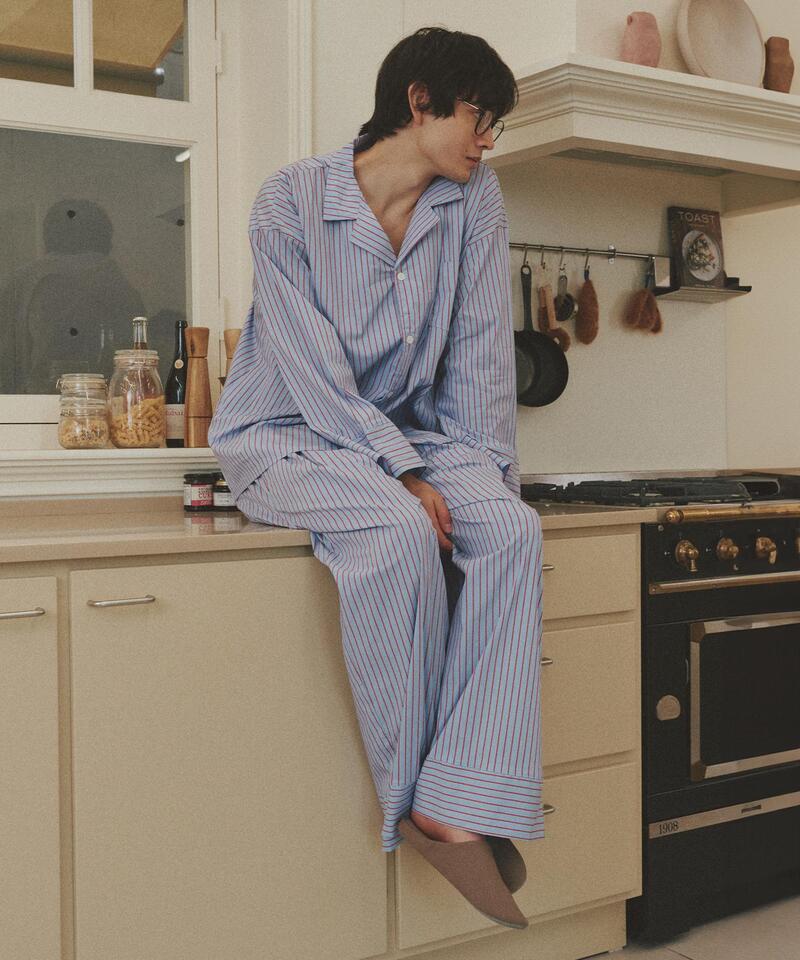 Dormitory Empty Stripe Pajamas - Red Blue