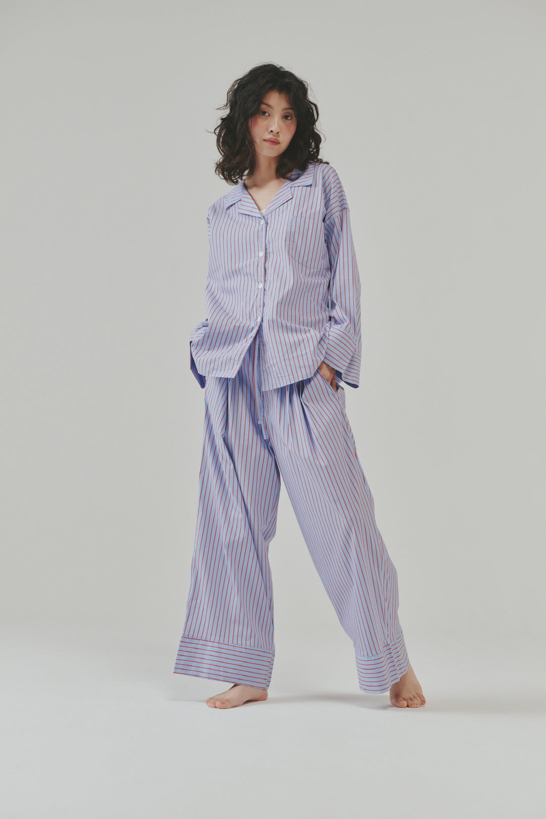 Dormitory Empty Stripe Pajamas - Red Blue