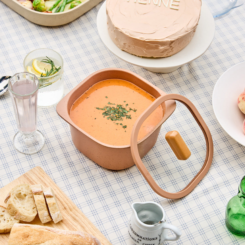FIKA Objet Comfort Stackable 7-Piece Ceramic Cookware Set Terracotta