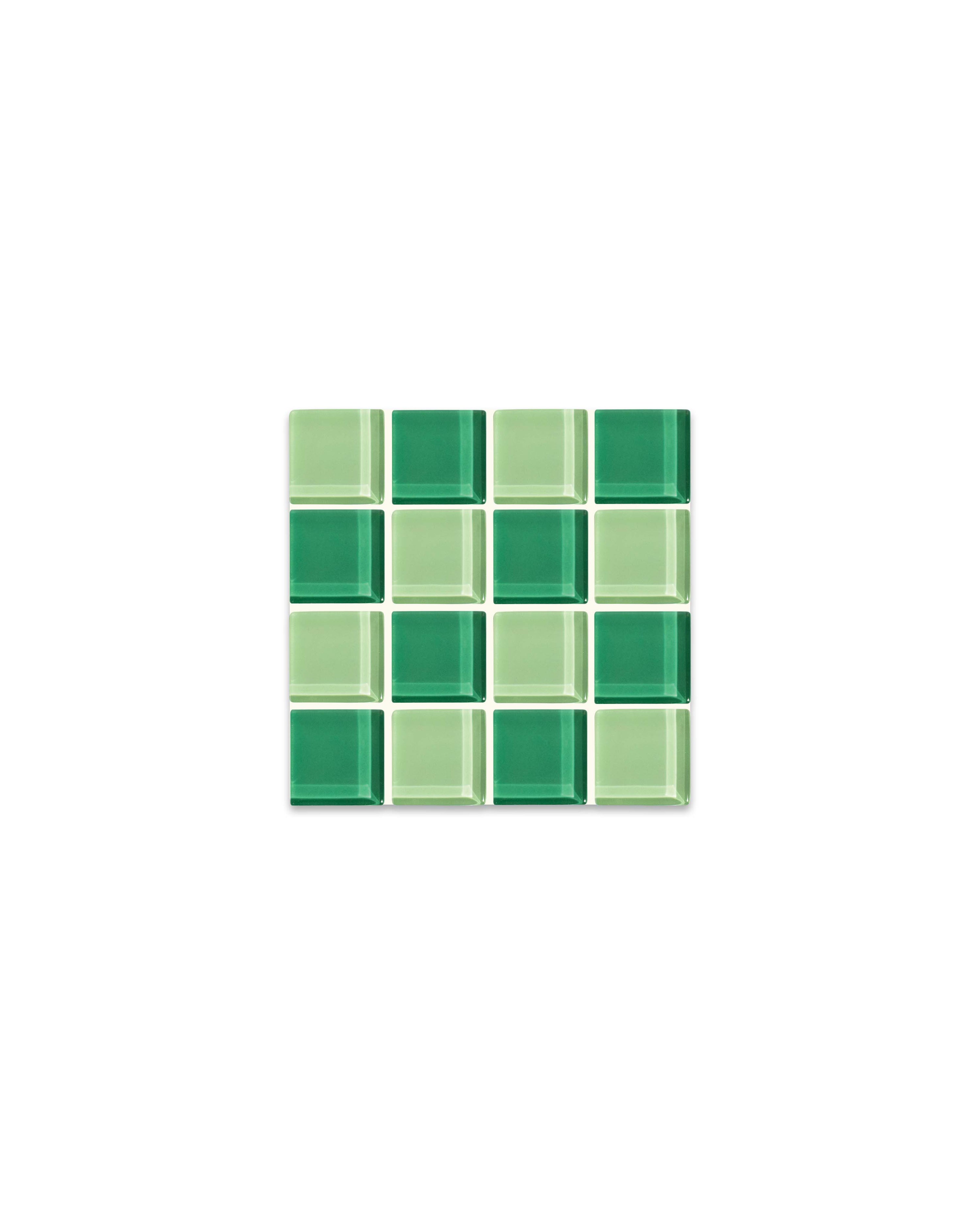 GLASS TILE COASTER - Green Apple