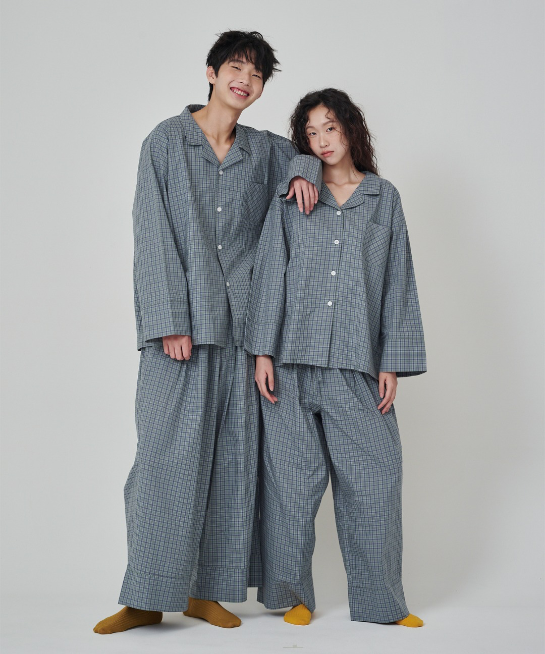 (uni) Dormitory Murky Check Pajamas Green