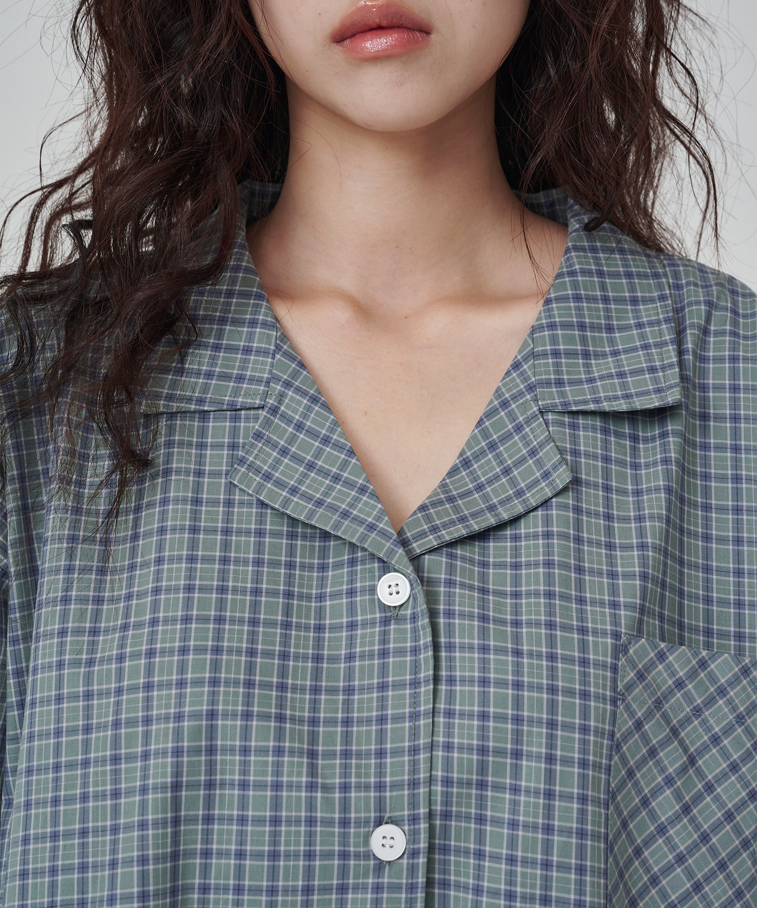(uni) Dormitory Murky Check Pajamas Green