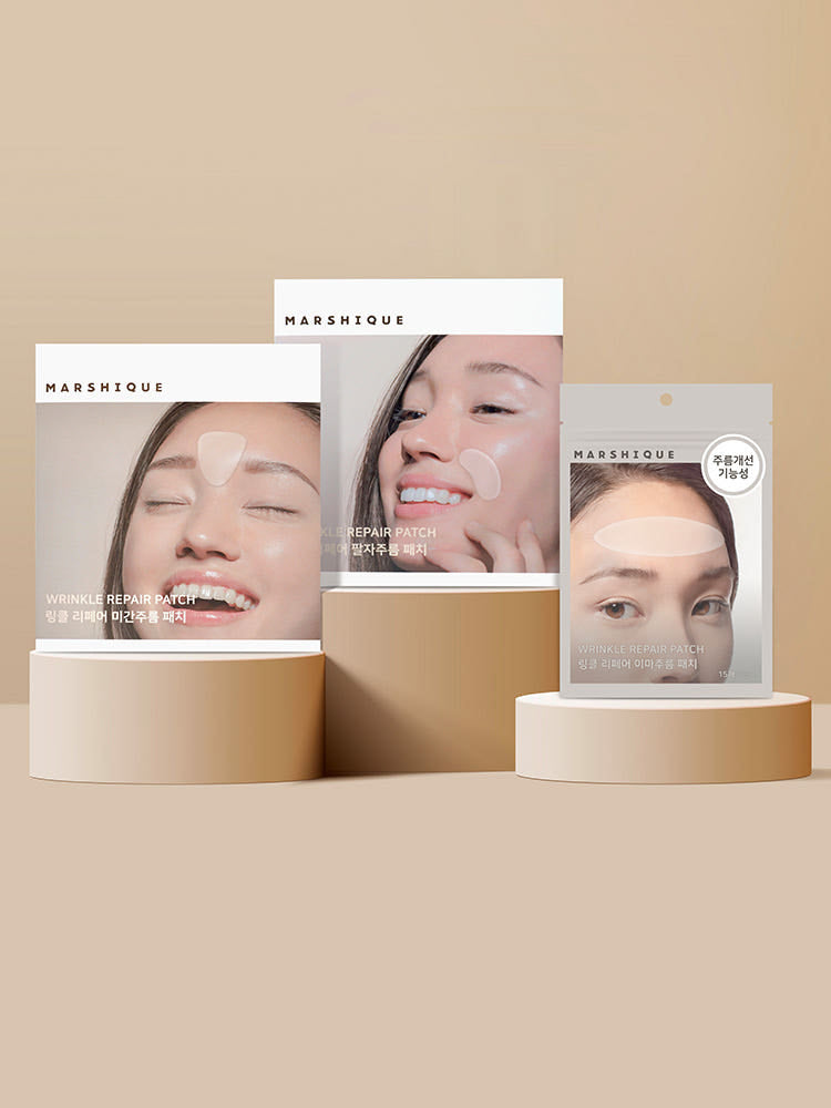 Marsik Wrinkle Repair Wrinkle Patch 3-piece set (55 patches between the eyebrows, 60 patches on the nasolabial folds, 15 patches on the forehead) - Anti-wrinkle, anti-aging, anti-wrinkle