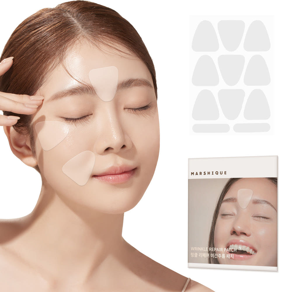 Marsik Wrinkle Repair Wrinkle Patch 3-piece set (55 patches between the eyebrows, 60 patches on the nasolabial folds, 15 patches on the forehead) - Anti-wrinkle, anti-aging, anti-wrinkle