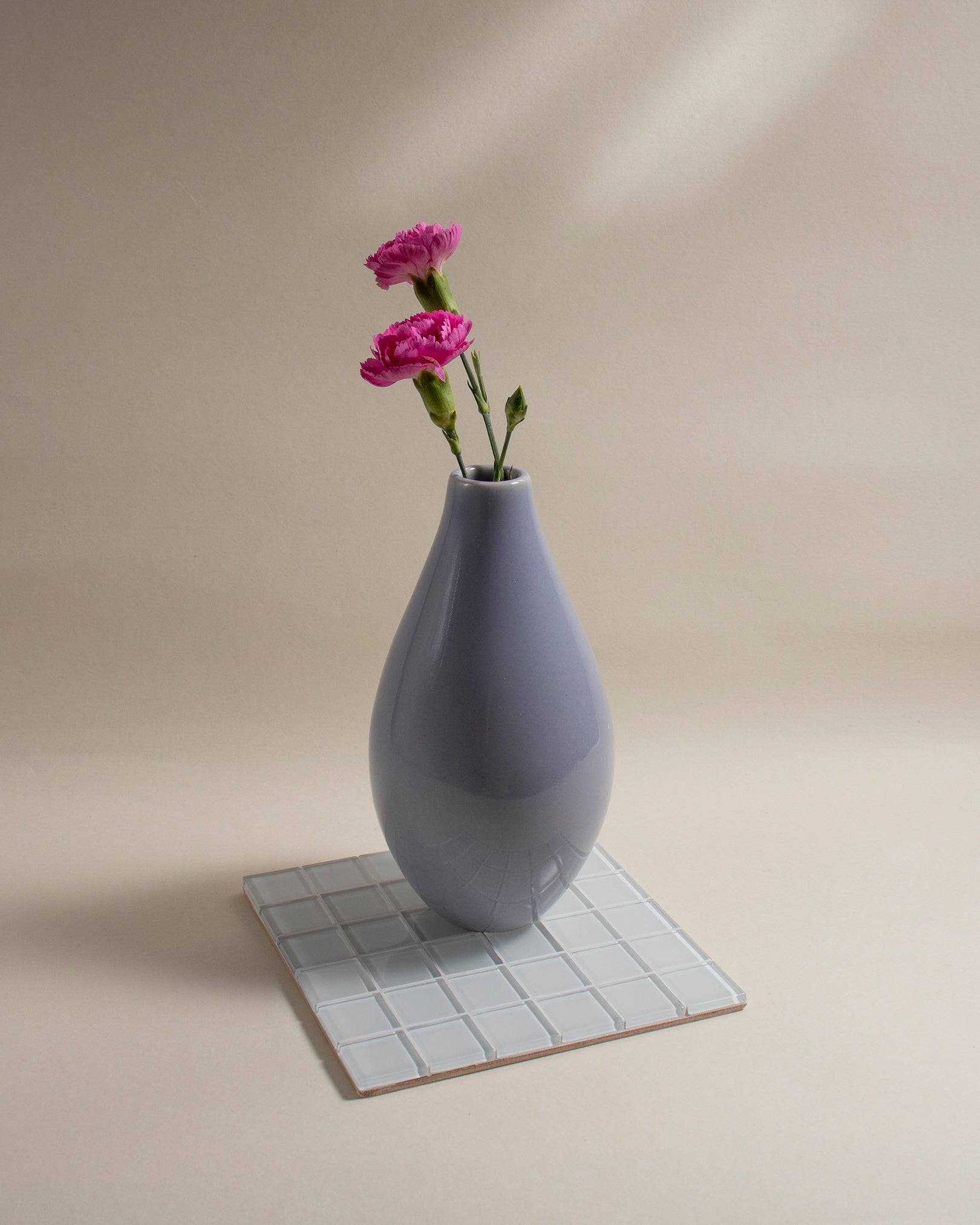 GLASS TILE DECORATIVE TRAY - White Canvas
