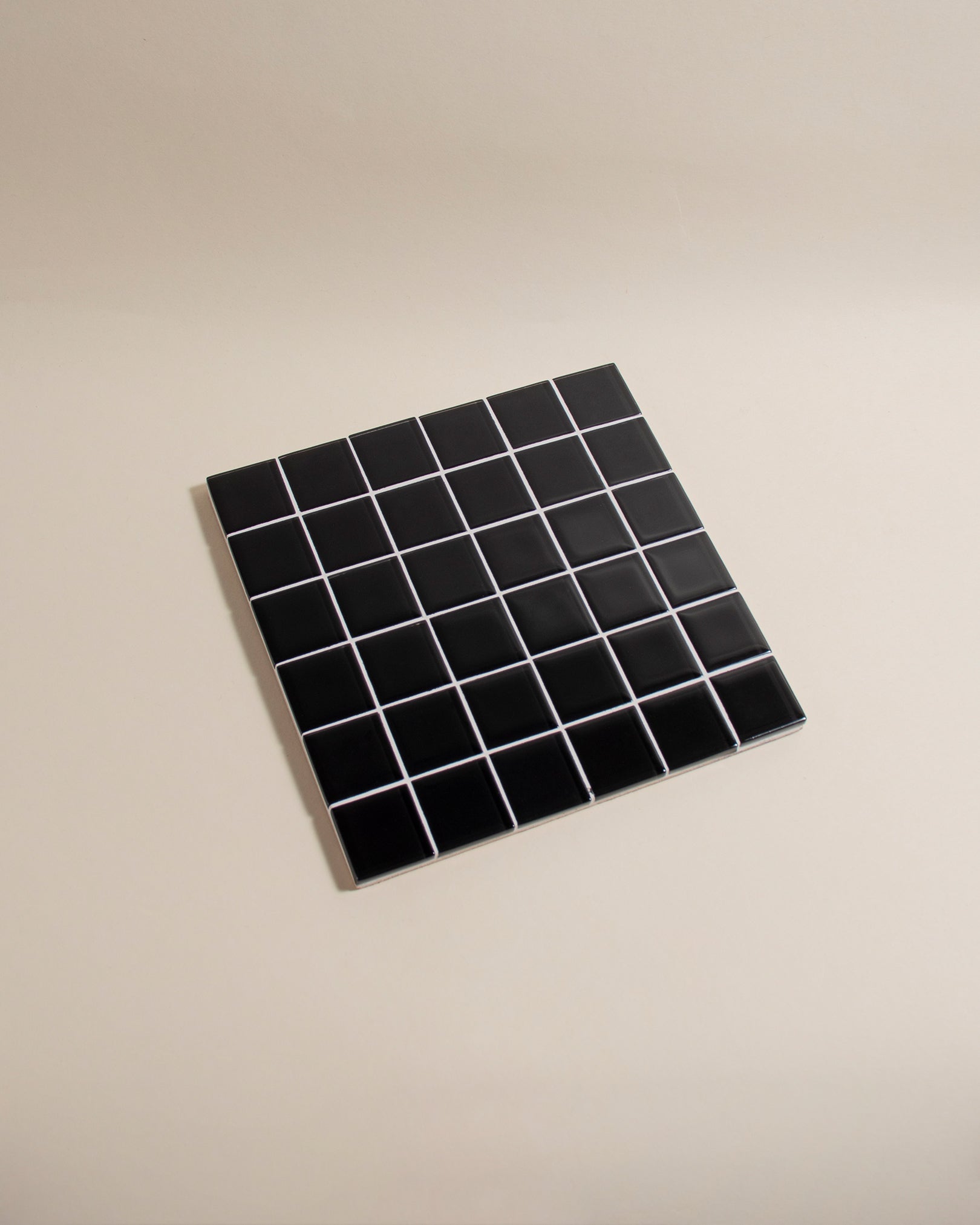GLASS TILE DECORATIVE TRAY - Black Canvas