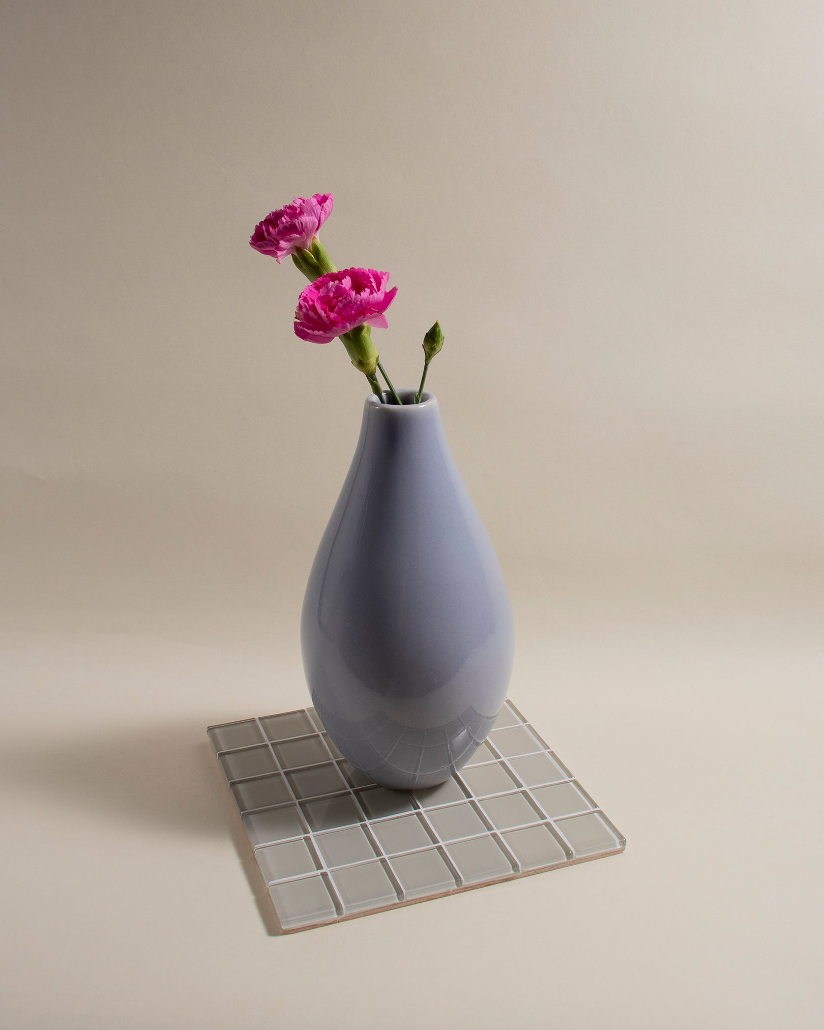GLASS TILE DECORATIVE TRAY - Beige Canvas