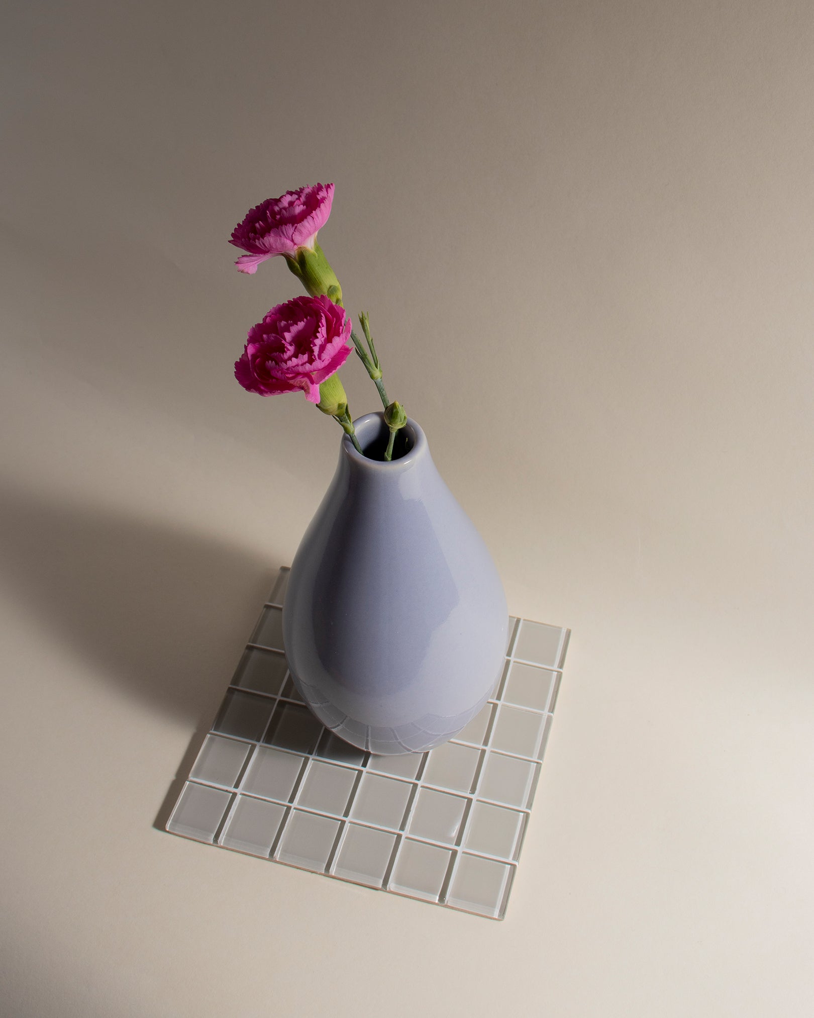 GLASS TILE DECORATIVE TRAY - Beige Canvas