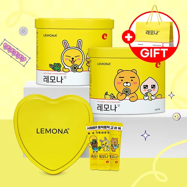 "A delightful gift" Kakao Friends Lemonasan Heart Can (2g x 70 packs)/Vitamin gift/Family/Lover/Coworker/Me