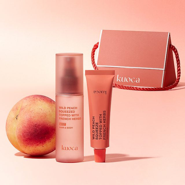 KUOCA Wild Peach Perfume Hair & Body Mist 50ml + Hand Cream 15ml Set
