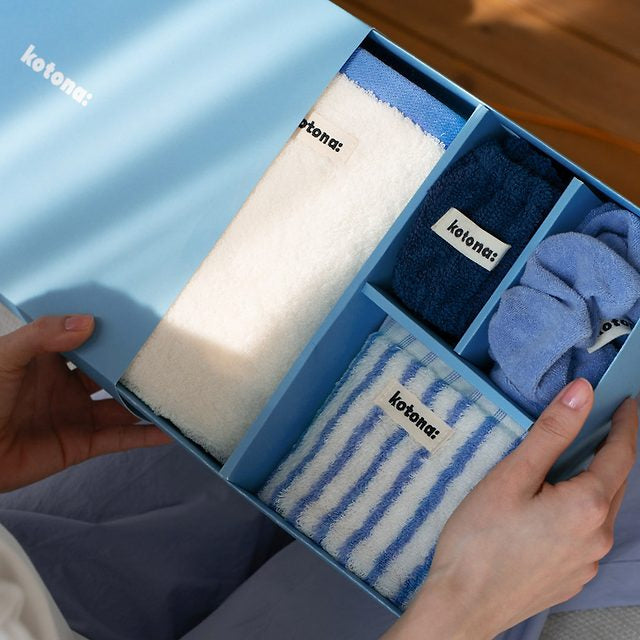 Kotona Indoor Set (2 Towels + Washing Band + Scrunchie) Hotel Towel Emotional Summer Gift Recommendation for Friends Non-fluorescent