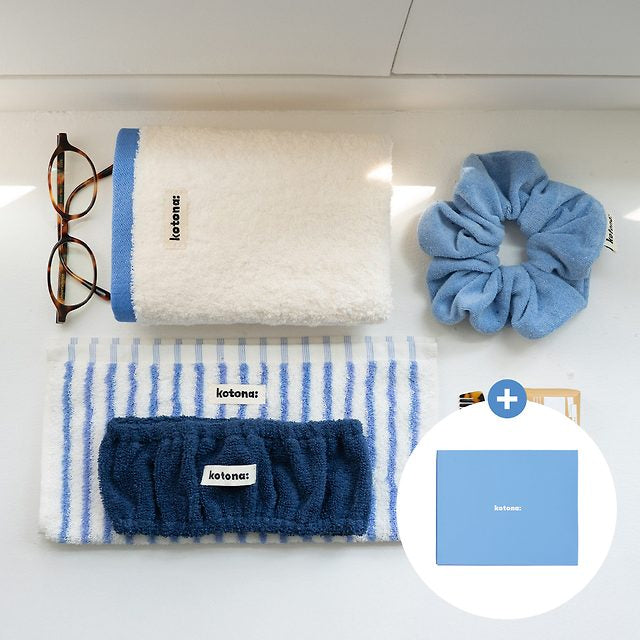 Kotona Indoor Set (2 Towels + Washing Band + Scrunchie) Hotel Towel Emotional Summer Gift Recommendation for Friends Non-fluorescent