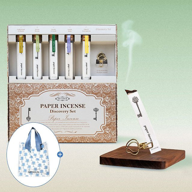 OPTATUM [Exclusive/Palm Beach Bag Gift/Gift Wrapping] "Fragrance Therapy" Paper Incense Discovery Set (5 Incenses + Blossom Match)