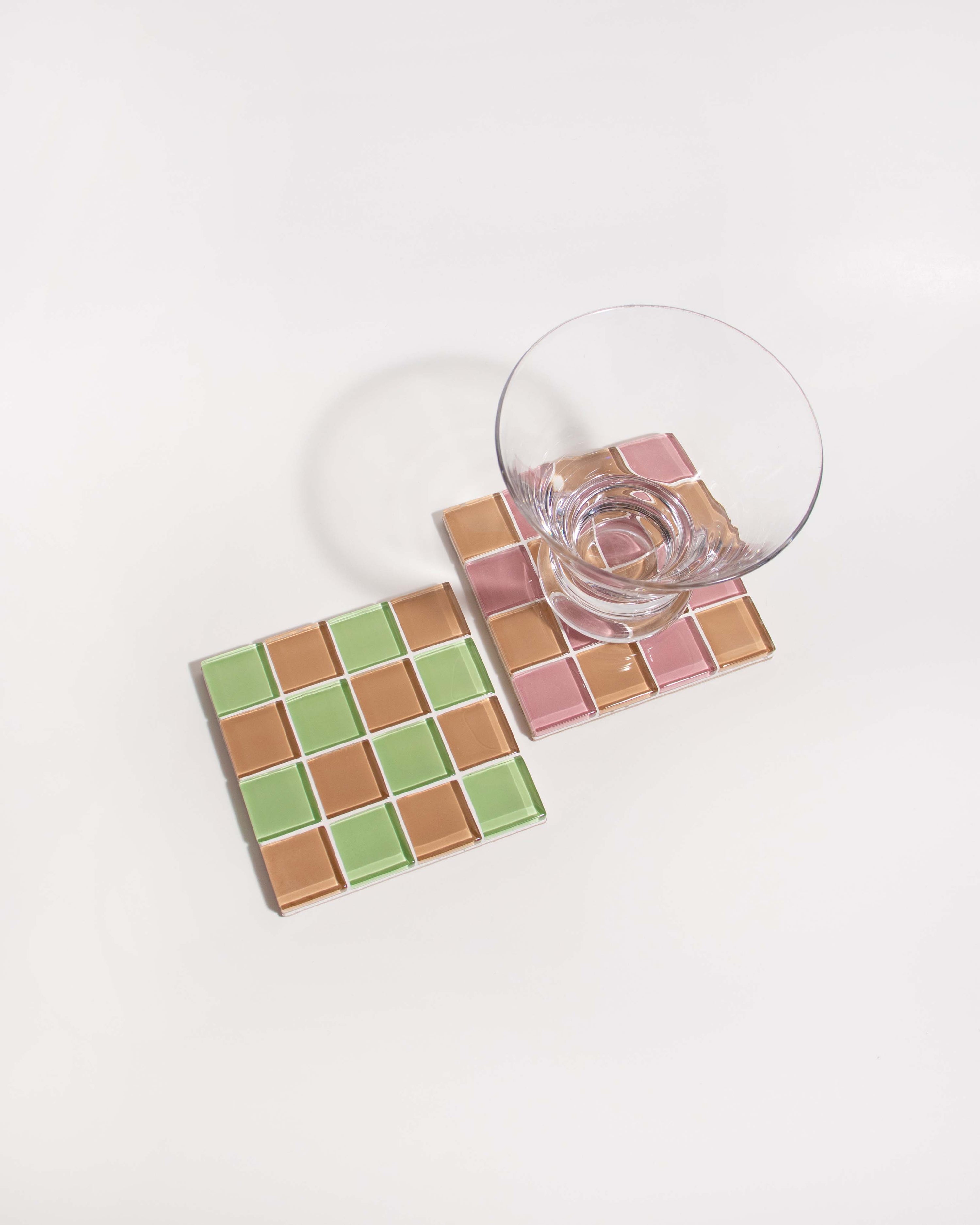 GLASS TILE COASTER - Earthy Green