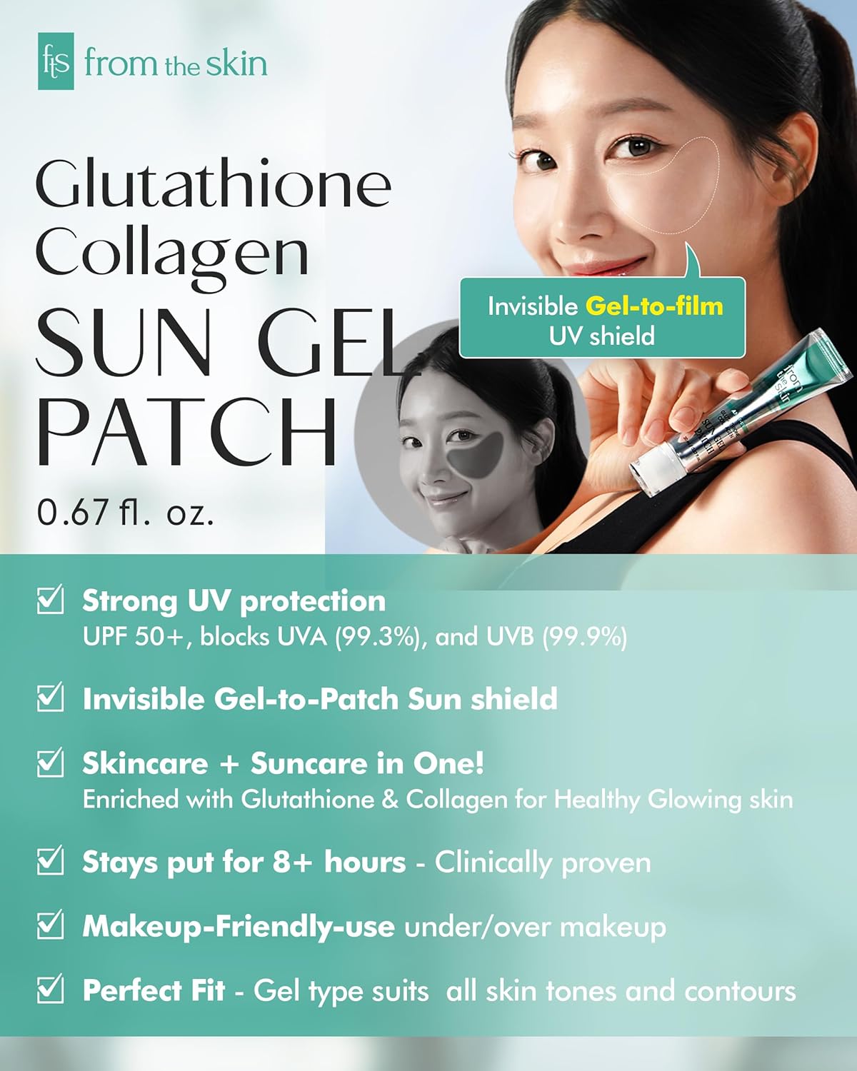 FROM THE SKIN Glutathione Collagen Sun Patch _ Invisible Gel-Type UV Protection