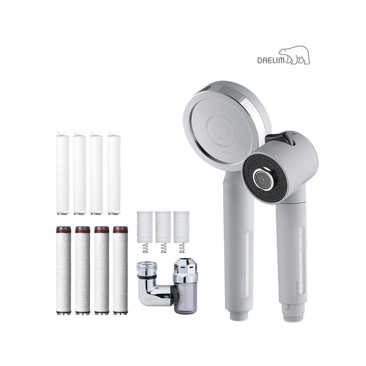 DAELIM Bath Decline Shower Head Wide (Matte Gray) + Kitchen Head (Matte Gray) + Refill Filter + Filter Tap SET
