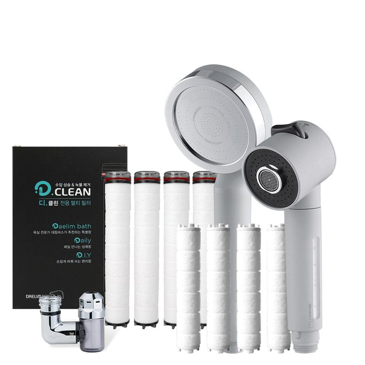 DAELIM Bath Decline Shower Head Wide (Matte Gray) + Kitchen Head (Matte Gray) + Refill Filter + Filter Tap SET