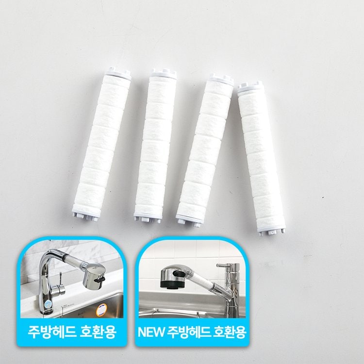 DAELIM Bath Decline Shower Head Wide (Matte Gray) + Kitchen Head (Matte Gray) + Refill Filter + Filter Tap SET