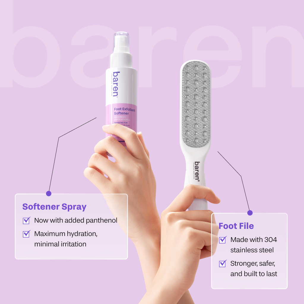 [BAREN] Foot Softener At-home Kit: Foot File & Callus Softener Spray