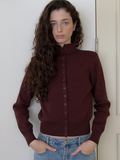 LCVE BUTTON-UP KNIT CARDIGAN [LIGHT BROWN]