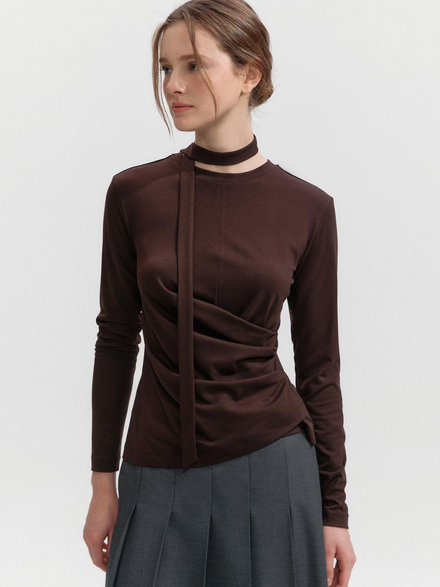 GRAYDATION Twist Draped T-shirts [WINE]