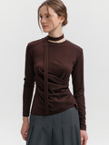 GRAYDATION Twist Draped T-shirts [WINE]