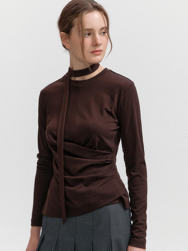 GRAYDATION Twist Draped T-shirts [WINE]