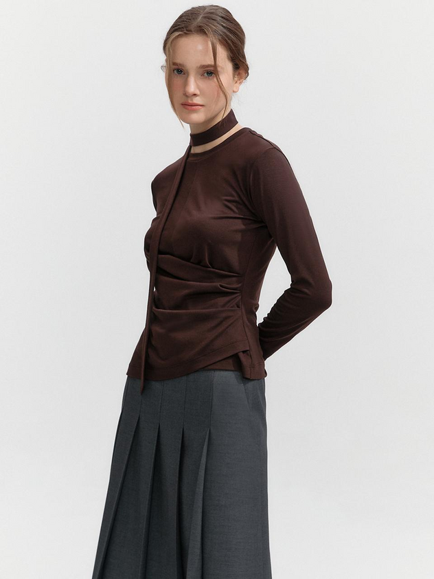 GRAYDATION Twist Draped T-shirts [WINE]