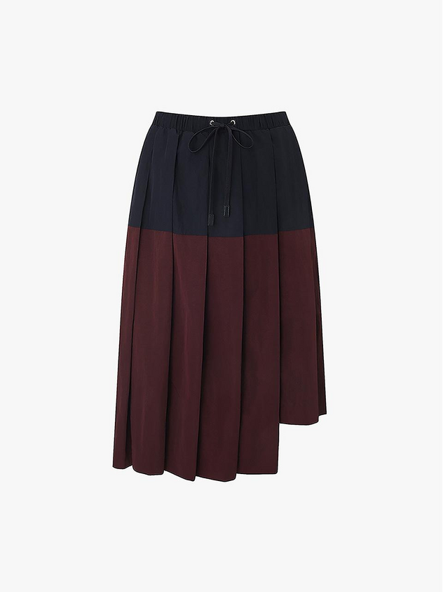 E.B.M (Edition by Michaa) Color Block Pleated Elastic Waist Skirt (EMP7WSK030)