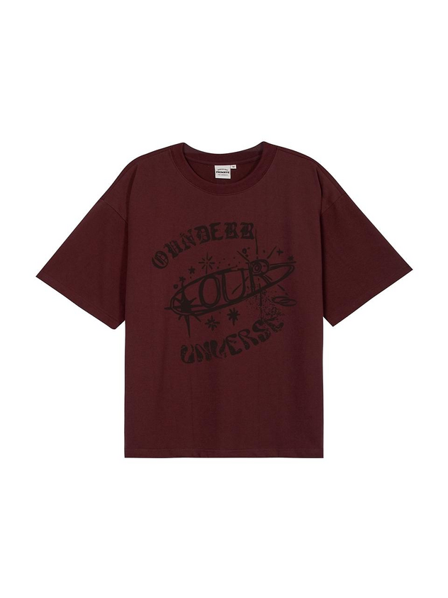 OUNDERR Space Round Short-Sleeve T-shirt [Wine]
