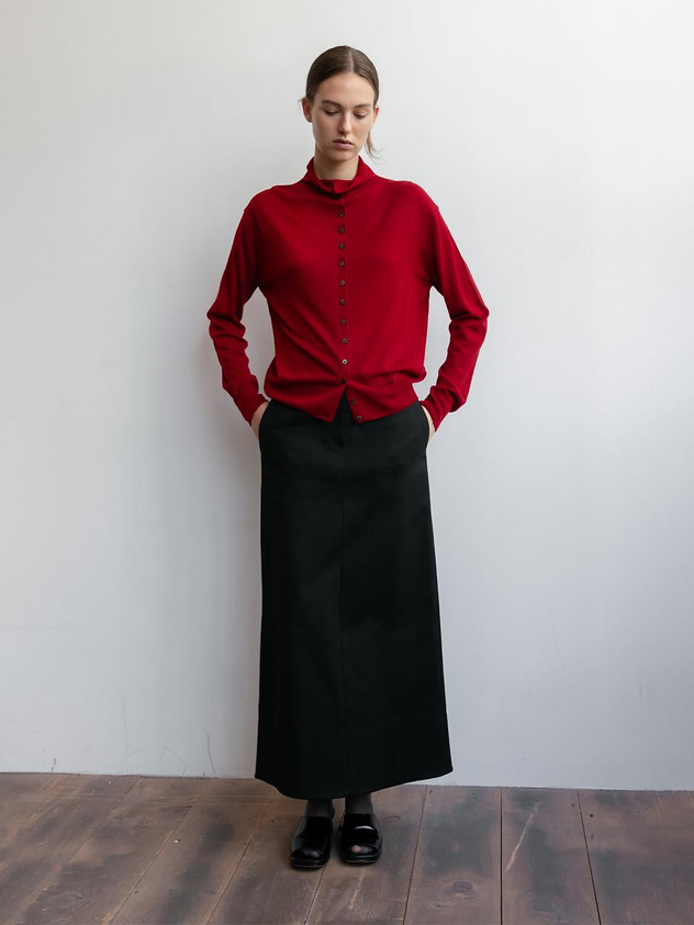 RRACE High Neck Sheer Cardigan [Burgundy]