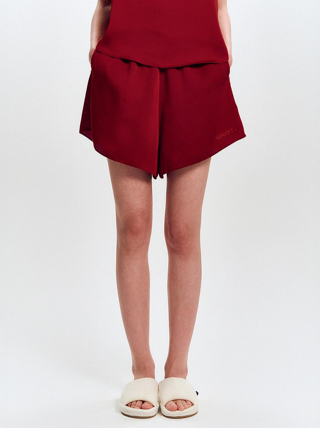 GOGORR Satin Silky Slip Shorts [Burgundy]