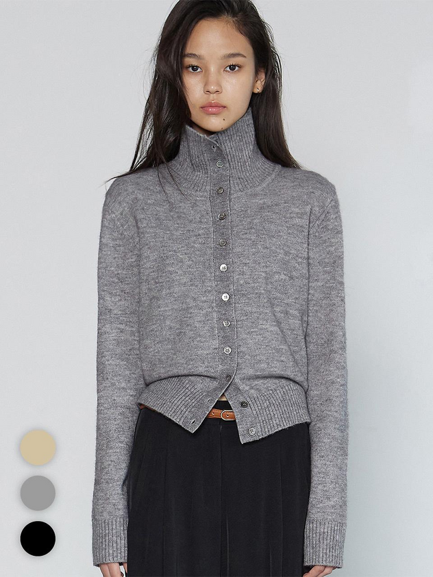 michikolondon HIGH NECK BUTTON CARDIGAN (3 color)