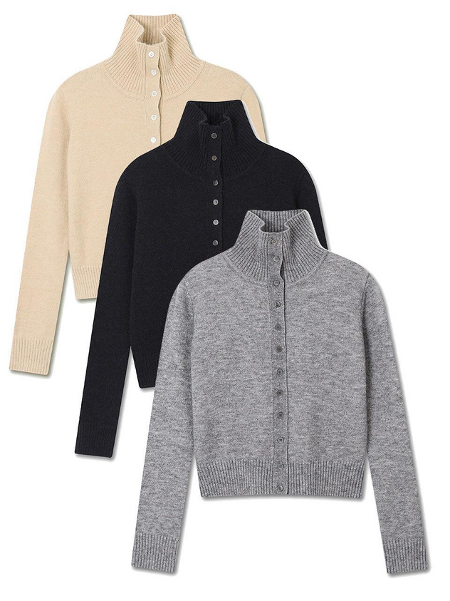michikolondon HIGH NECK BUTTON CARDIGAN (3 color)