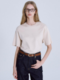 BASIC HOUSE Women's Premium 40s Cotton Relaxed-Fit Crew Neck Short-Sleeve T-Shirt (LATS0209)